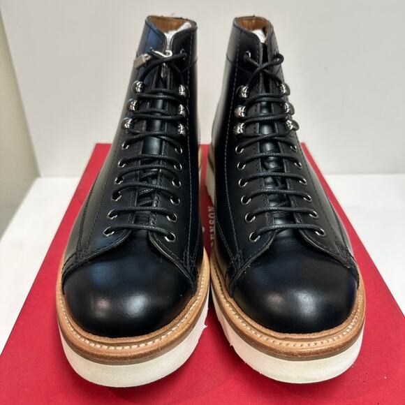 NIB Grenson Andy Monkey Boots Lace Toe Black Pull Up Leather UK 8.5 / US 9.5 main image 4